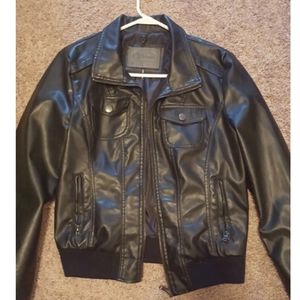 Faux leather bomber jacket